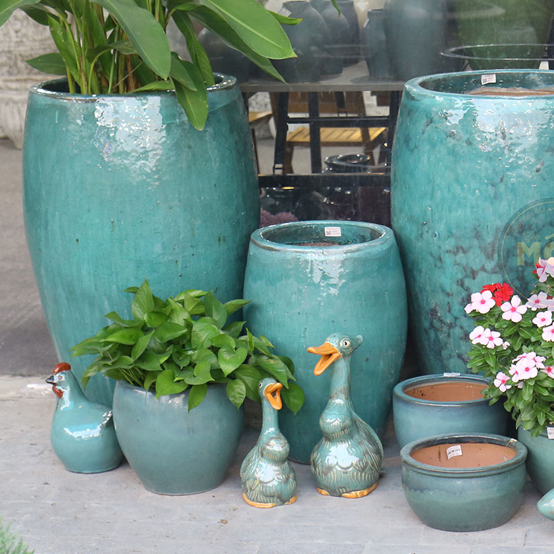 3978 Gốm Thú Vịt Trang Trí 18x15x34 Hoa Văn