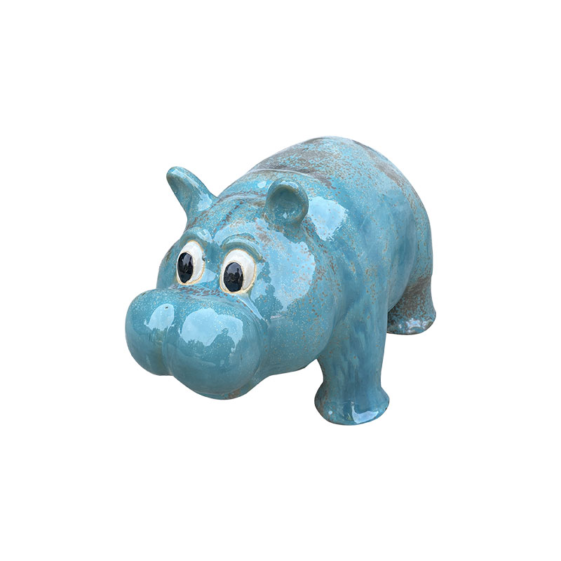 4027 Gốm Thú Hà Mã 47x25x28 Xanh Ngọc Trổ